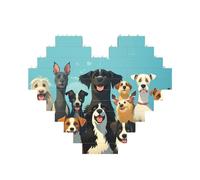 Building Block Puzzle A Large Group of Dogs Personalized Brick Block Puzzles for Adults Building Bricks Jigsaw 3D Heart Blocks Puzzle Bricks Novelty Brick Jigsaw for Home Decor Gift