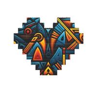 Building Block Puzzle African Style Textile Pattern Personalized Brick Block Puzzles for Adults Building Bricks Jigsaw 3D Heart Blocks Puzzle Bricks Novelty Brick Jigsaw for Home Decor Gift