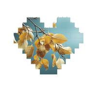 Building Block Puzzle Birch Leaves Personalized Brick Block Puzzles for Adults Building Bricks Jigsaw 3D Heart Blocks Puzzle Bricks Novelty Brick Jigsaw for Home Decor Gift