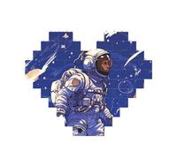 Building Block Puzzle Black Astronaut on Blue Personalized Brick Block Puzzles for Adults Building Bricks Jigsaw 3D Heart Blocks Puzzle Bricks Novelty Brick Jigsaw for Home Decor Gift