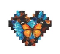 Building Block Puzzle Blue and Orange Butterflies Personalized Brick Block Puzzles for Adults Building Bricks Jigsaw 3D Heart Blocks Puzzle Bricks Novelty Brick Jigsaw for Home Decor Gift