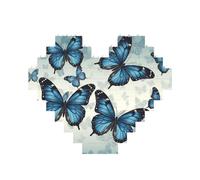 Building Block Puzzle Blue Butterfly Personalized Brick Block Puzzles for Adults Building Bricks Jigsaw 3D Heart Blocks Puzzle Bricks Novelty Brick Jigsaw for Home Decor Gift