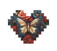 Building Block Puzzle Butterflies and Roses Personalized Brick Block Puzzles for Adults Building Bricks Jigsaw 3D Heart Blocks Puzzle Bricks Novelty Brick Jigsaw for Home Decor Gift