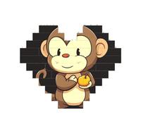 Building Block Puzzle Cartoon Monkey Holding Fruit Personalized Brick Block Puzzles for Adults Building Bricks Jigsaw 3D Heart Blocks Puzzle Bricks Novelty Brick Jigsaw for Home Decor Gift