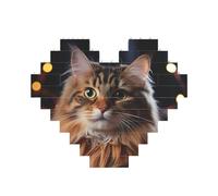 Building Block Puzzle Cat Hanging Christmas Lights Personalized Brick Block Puzzles for Adults Building Bricks Jigsaw 3D Heart Blocks Puzzle Bricks Novelty Brick Jigsaw for Home Decor Gift
