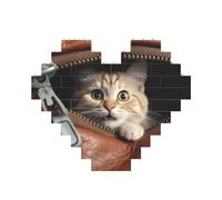 Building Block Puzzle Cat peeks out of zippered leather pocket Personalized Brick Block Puzzles for Adults Building Bricks Jigsaw 3D Heart Blocks Puzzle Bricks Novelty Brick Jigsaw for Home Decor Gift