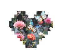 Building Block Puzzle Colorful Flowers and Butterflies Personalized Brick Block Puzzles for Adults Building Bricks Jigsaw 3D Heart Blocks Puzzle Bricks Novelty Brick Jigsaw for Home Decor Gift