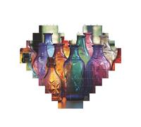 Building Block Puzzle Colorful Glass Bottle Personalized Brick Block Puzzles for Adults Building Bricks Jigsaw 3D Heart Blocks Puzzle Bricks Novelty Brick Jigsaw for Home Decor Gift