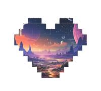 Building Block Puzzle Colorful Retro Space Theme Personalized Brick Block Puzzles for Adults Building Bricks Jigsaw 3D Heart Blocks Puzzle Bricks Novelty Brick Jigsaw for Home Decor Gift