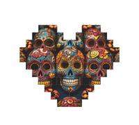 Building Block Puzzle Colorful Sugar Skulls Personalized Brick Block Puzzles for Adults Building Bricks Jigsaw 3D Heart Blocks Puzzle Bricks Novelty Brick Jigsaw for Home Decor Gift