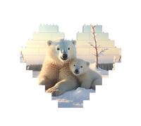 Building Block Puzzle Cute Polar Bears Personalized Brick Block Puzzles for Adults Building Bricks Jigsaw 3D Heart Blocks Puzzle Bricks Novelty Brick Jigsaw for Home Decor Gift