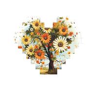 Building Block Puzzle Floral Tree with Daisies Personalized Brick Block Puzzles for Adults Building Bricks Jigsaw 3D Heart Blocks Puzzle Bricks Novelty Brick Jigsaw for Home Decor Gift