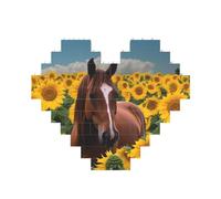 Building Block Puzzle Horse and Sunflower Personalized Brick Block Puzzles for Adults Building Bricks Jigsaw 3D Heart Blocks Puzzle Bricks Novelty Brick Jigsaw for Home Decor Gift