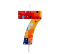 Building Block Puzzle Number Birthday Cake Candles, Multicolor Block Puzzle Cake Topper Numeral 0 1st 2nd 3rd 4th 5th 6th 7th 8th 9th Birthday Candles for Kids Boys Lego Party Supplies (Number 7)