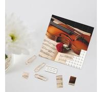 Building Block Puzzle Personalized Building Bricks Square Shaped Puzzles Violin Sheet Music Building Brick Block for Adults Block Puzzle for Home Decor 3D Brick Puzzle Bricks Photo Frame