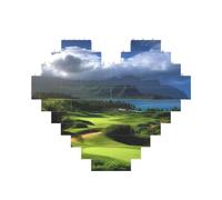 Building Block Puzzle Scenic Hawaii Golf Tropical Personalized Brick Block Puzzles for Adults Building Bricks Jigsaw 3D Heart Blocks Puzzle Bricks Novelty Brick Jigsaw for Home Decor Gift