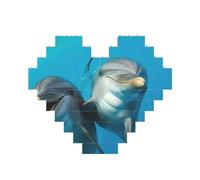 Building Block Puzzle Smiling Face Dolphins Personalized Brick Block Puzzles for Adults Building Bricks Jigsaw 3D Heart Blocks Puzzle Bricks Novelty Brick Jigsaw for Home Decor Gift