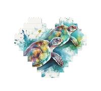 Building Block Puzzle Two Turtles Watercolor Splash Personalized Brick Block Puzzles for Adults Building Bricks Jigsaw 3D Heart Blocks Puzzle Bricks Novelty Brick Jigsaw for Home Decor Gift