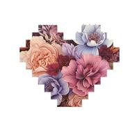 Building Block Puzzle Violet and Crimson Flowers Personalized Brick Block Puzzles for Adults Building Bricks Jigsaw 3D Heart Blocks Puzzle Bricks Novelty Brick Jigsaw for Home Decor Gift