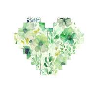 Building Block Puzzle Watercolor Green Flowers Personalized Brick Block Puzzles for Adults Building Bricks Jigsaw 3D Heart Blocks Puzzle Bricks Novelty Brick Jigsaw for Home Decor Gift