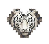 Building Block Puzzle White Tiger Head Pattern Personalized Brick Block Puzzles for Adults Building Bricks Jigsaw 3D Heart Blocks Puzzle Bricks Novelty Brick Jigsaw for Home Decor Gift