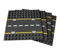 Building Block Road Base Plates, 4-Piece Straight & Curved Road Tiles