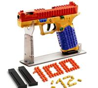 Building Block Toy Gun, Shell Ejecting Pistol with Automatic Rebound, DIY Customization Model, 100 Soft Bullets, 12 Shells, 2 Detachable Magazines, Halloween, Christmas, Birthday Gifts for 14+