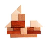 Building Blocks - 50-Piece Wooden Stacking Game for Children 5-7, STEM Educational Toys with Shapes and Colors, Promotes Creativity and Motor Skills for Boys Girls, Home, School, 17x17x3.3cm