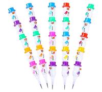 Building Blocks and Pencils Christmas Snowman Stackable Pencils for Kids and Adults 5-Piece Detachable Design for Festive Classroom Prizes and Party Favors