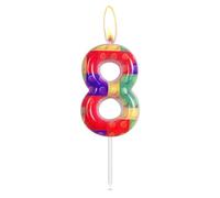 Building Blocks Birthday Candles, 8th Birthday Candles, Rainbow Number 8 Candles, Red, Yellow, Green, Blue Candle for Cake, Building Block Themed for Girls Boys Birthday Party Decorations Supplies