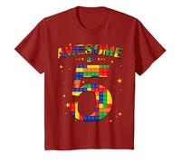 Building Blocks Bricks Awesome at 5 Years Old Birthday Boy T-Shirt