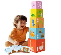 Building Blocks | Educational Building Box Set | with Cards Wooden Blocks Box Learning Activities | for Boys Girls Kids Preschool Indoor Playroom