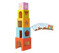 Building Blocks | Educational Color Matching Toys - with Cards Wooden Blocks Box Learning Activities,for Kids Children Indoor Home Travel Playroom Preschool