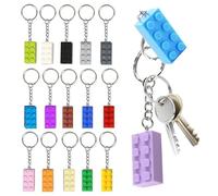 Building Blocks Keyring Set of 15 Pendants Decorative Key Ring Brick Key Ring Colourful Plastic Key Ring for Key Rings Birthday Boys and Girls