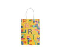 BUILDING BLOCKS PAPER HANDLE BAGS - PACK OF 6 - Children/Kids Party Carry Food Meal Fun Picnic Birthday Wedding Favour/Baby Shower Party Box Loot Bag