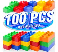 Building Blocks Set, 100 Pieces, 2x2 & 2x4 Shapes, Large Duplo-Compatible Bricks, ABS Material, Educational Toy for Creative Thinking, Compatible with Duplo Bricks, for Toddlers 2, 3, 4, 5, 6 Years.