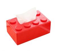 Building Blocks Tissue Box Holder, Creative Plastic Red Tissue Cover With Slide-out Bottom, Universal Decorative Tissuebox for Standard/large Rectangular Tissues, Home, Bathroom, Car, Desk