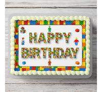Building Brick A4 Size Icing Sheet Cake Topper Decoration - Ideal For Decorating Your Cakes And Easy To Use