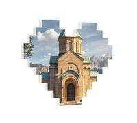 Building Brick Puzzles Heart Armenian Church Building Block Puzzle Jigsaws for Adults Personalized Photo Block Puzzle Home Decor 3D Brick Puzzle for Women Men