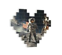 Building Brick Puzzles Heart Astronaut Landing on The Moon Building Block Puzzle Jigsaws for Adults Personalized Photo Block Puzzle Home Decor 3D Brick Puzzle for Women Men