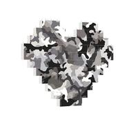 Building Brick Puzzles Heart Black Grey White Camo Building Block Puzzle Jigsaws for Adults Personalized Photo Block Puzzle Home Decor 3D Brick Puzzle for Women Men