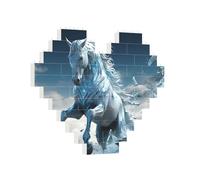 Building Brick Puzzles Heart Blue Ice Horse Building Block Puzzle Jigsaws for Adults Personalized Photo Block Puzzle Home Decor 3D Brick Puzzle for Women Men