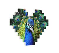 Building Brick Puzzles Heart Blue Peacock Building Block Puzzle Jigsaws for Adults Personalized Photo Block Puzzle Home Decor 3D Brick Puzzle for Women Men