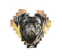 Building Brick Puzzles Heart Cute Black Pug Dog Building Block Puzzle Jigsaws for Adults Personalized Photo Block Puzzle Home Decor 3D Brick Puzzle for Women Men