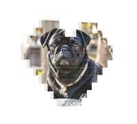 Building Brick Puzzles Heart Cute Black Pug Dog Building Block Puzzle Jigsaws for Adults Personalized Photo Block Puzzle Home Decor 3D Brick Puzzle for Women Men
