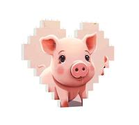 Building Brick Puzzles Heart cute pig Building Block Puzzle Jigsaws for Adults Personalized Photo Block Puzzle Home Decor 3D Brick Puzzle for Women Men
