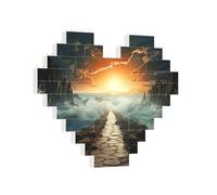 Building Brick Puzzles Heart Divided Sea Pathway Building Block Puzzle Jigsaws for Adults Personalized Photo Block Puzzle Home Decor 3D Brick Puzzle for Women Men