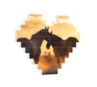 Building Brick Puzzles Heart Horses in Love Building Block Puzzle Jigsaws for Adults Personalized Photo Block Puzzle Home Decor 3D Brick Puzzle for Women Men