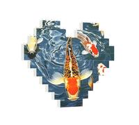 Building Brick Puzzles Heart Japan Fancy Koi Carp Fishes Building Block Puzzle Jigsaws for Adults Personalized Photo Block Puzzle Home Decor 3D Brick Puzzle for Women Men