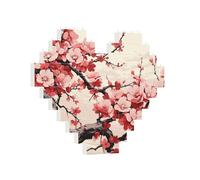 Building Brick Puzzles Heart Japanese Floral Cherry Blossom Building Block Puzzle Jigsaws for Adults Personalized Photo Block Puzzle Home Decor 3D Brick Puzzle for Women Men